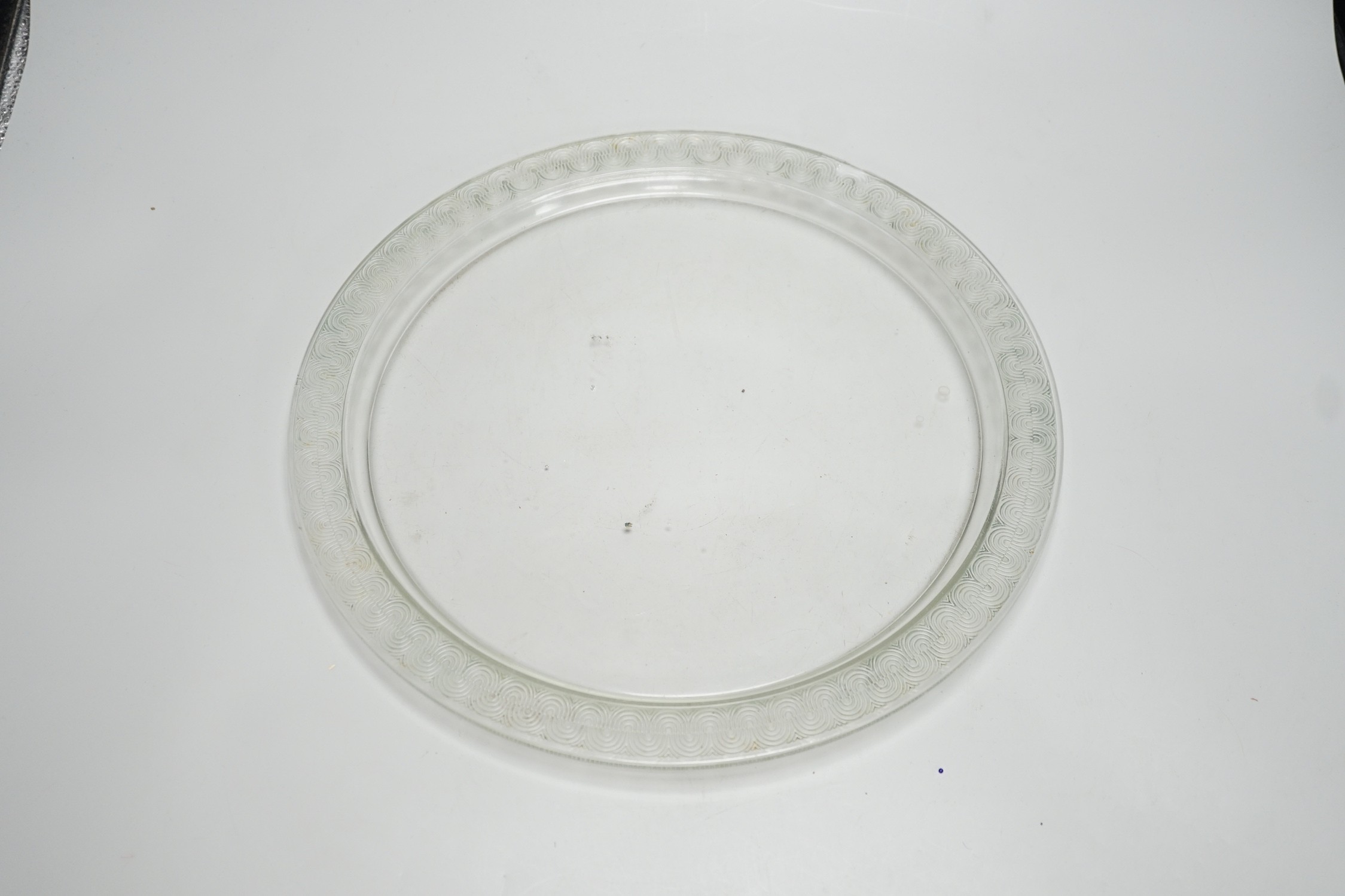 R. Lalique France, a circular dish, (chipped), 35.5cm diameter